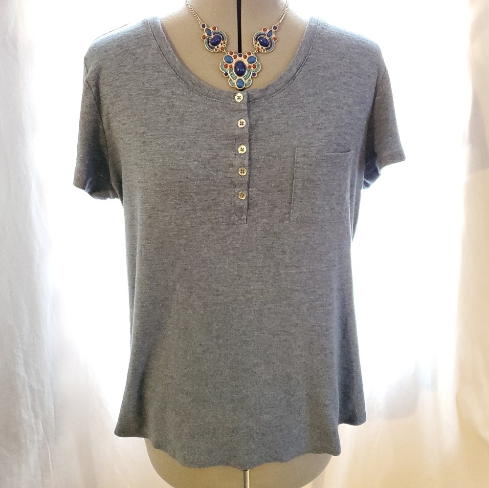 Liz Claiborne Light Blue Henley Blouse